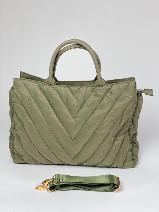 Puffer Tote-Olive